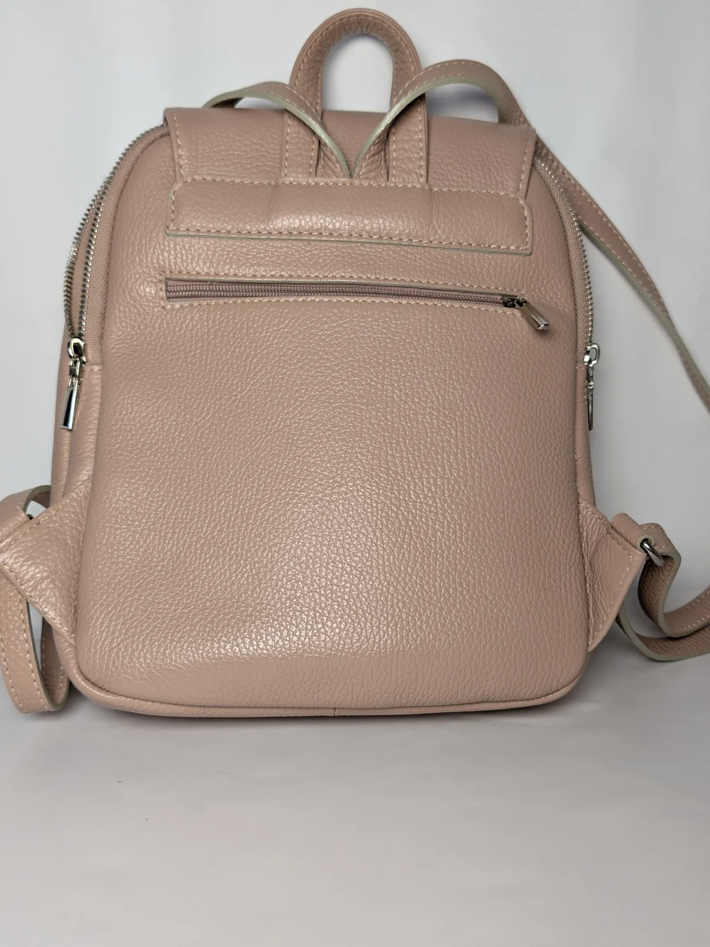 Women's Blush Pink Leather Backpack with Tassel